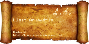 Liszt Annamária névjegykártya